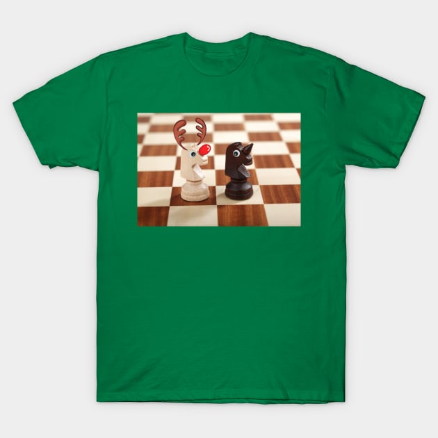 Christmas Reindeer Chess Pieces T-Shirt by Humerushumor